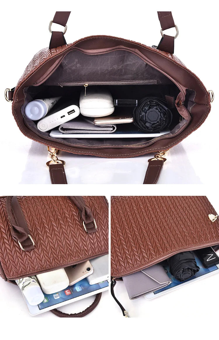 6-Piece Set: New Fashion Leather Shoulder Messenger Bag & Luxury Designer Tote for Women