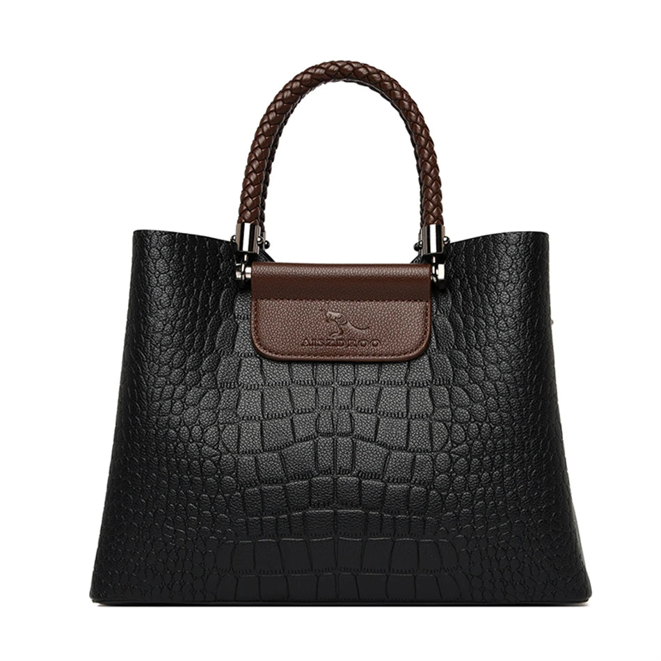 3-Layer Alligator Leather Crossbody Bag: Luxury Designer Handbag for Women