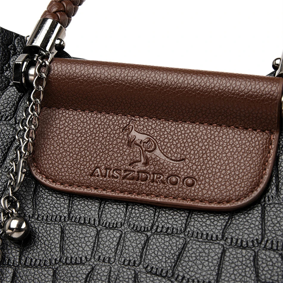 3-Layer Alligator Leather Crossbody Bag: Luxury Designer Handbag for Women