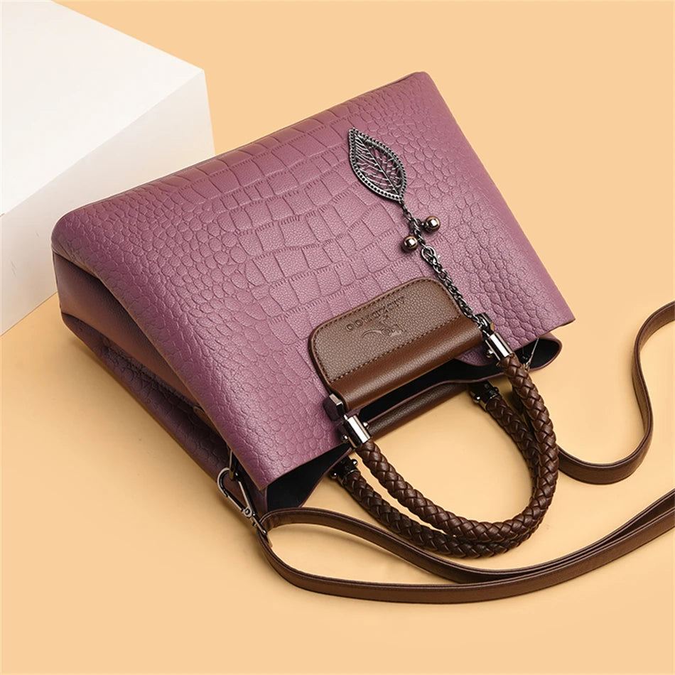 3-Layer Alligator Leather Crossbody Bag: Luxury Designer Handbag for Women