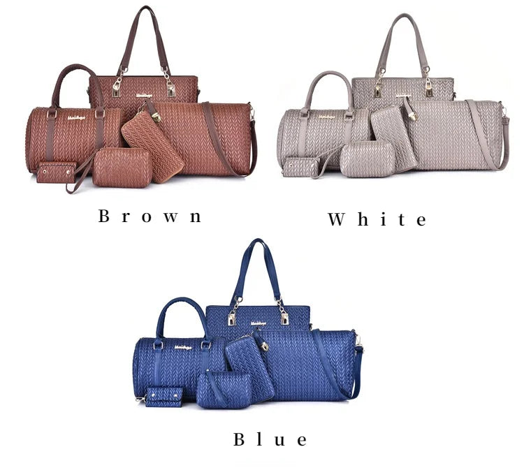 6-Piece Set: New Fashion Leather Shoulder Messenger Bag & Luxury Designer Tote for Women