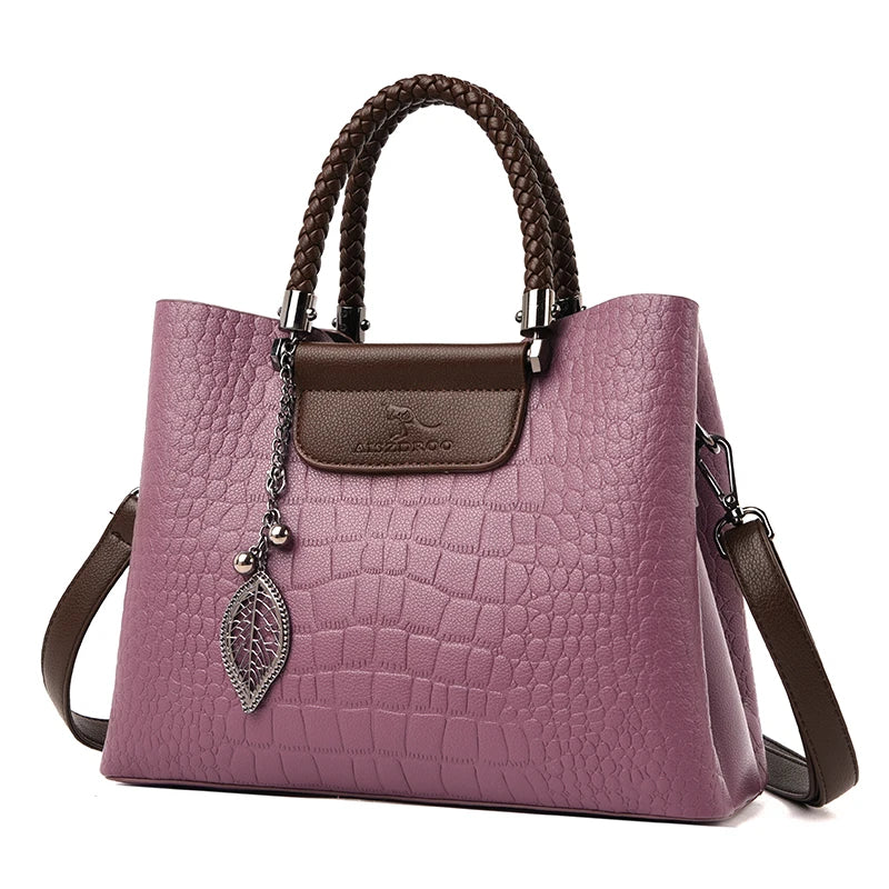 2025 Luxury 3-Layer Leather Handbag: High-Quality Women's Tote & Crossbody Bag