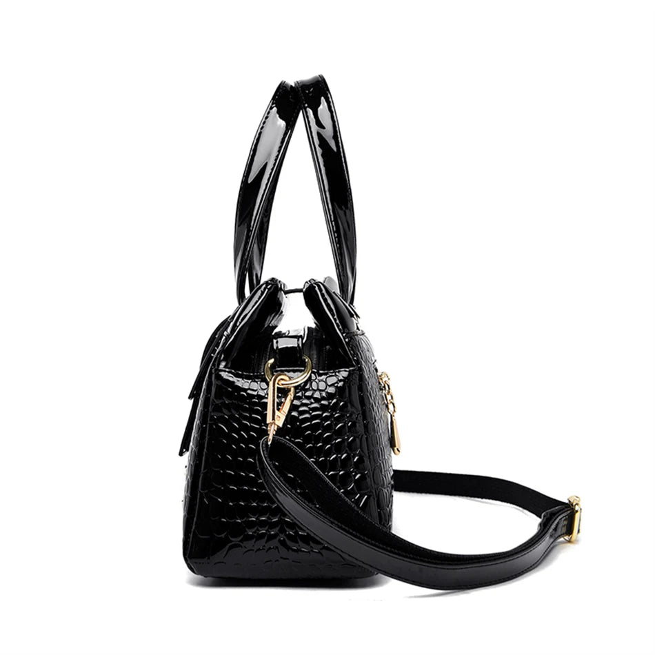 2-Layer Large Capacity Luxury Tote Bag: Designer Crocodile Pattern Handbag for Women