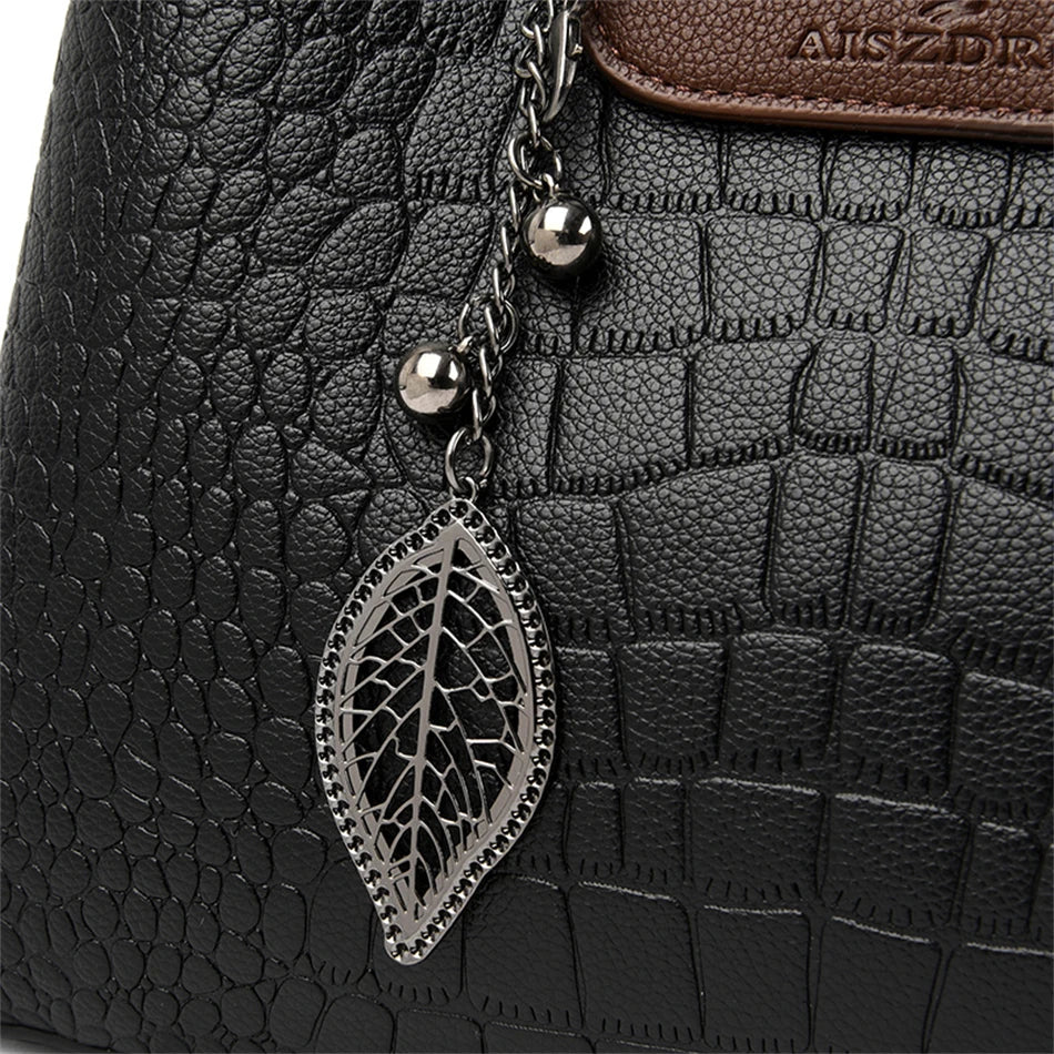 3-Layer Alligator Leather Crossbody Bag: Luxury Designer Handbag for Women