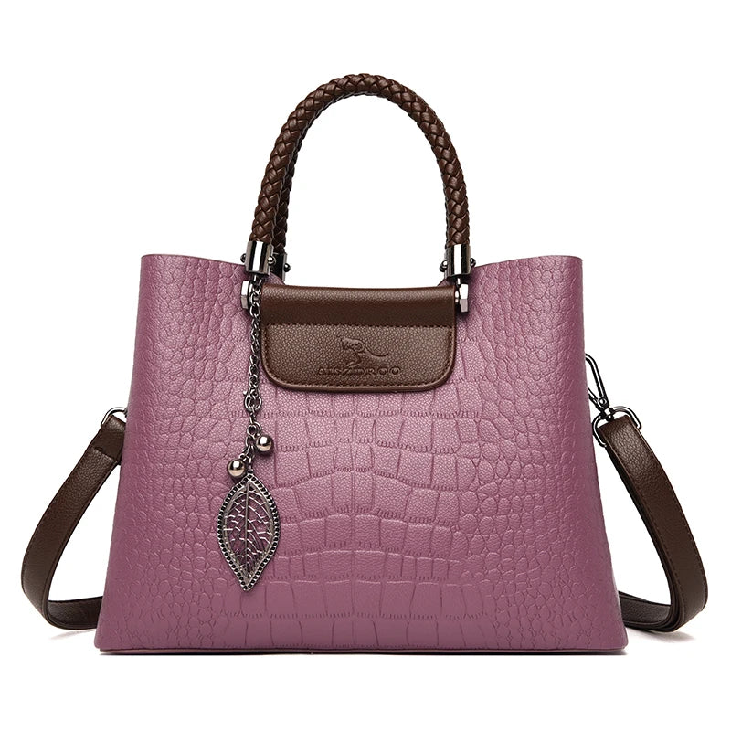 2025 Luxury 3-Layer Leather Handbag: High-Quality Women's Tote & Crossbody Bag