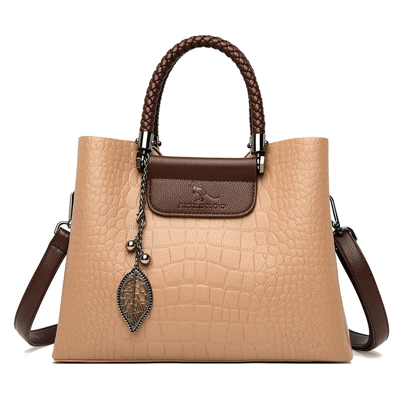 2025 Luxury 3-Layer Leather Handbag: High-Quality Women's Tote & Crossbody Bag