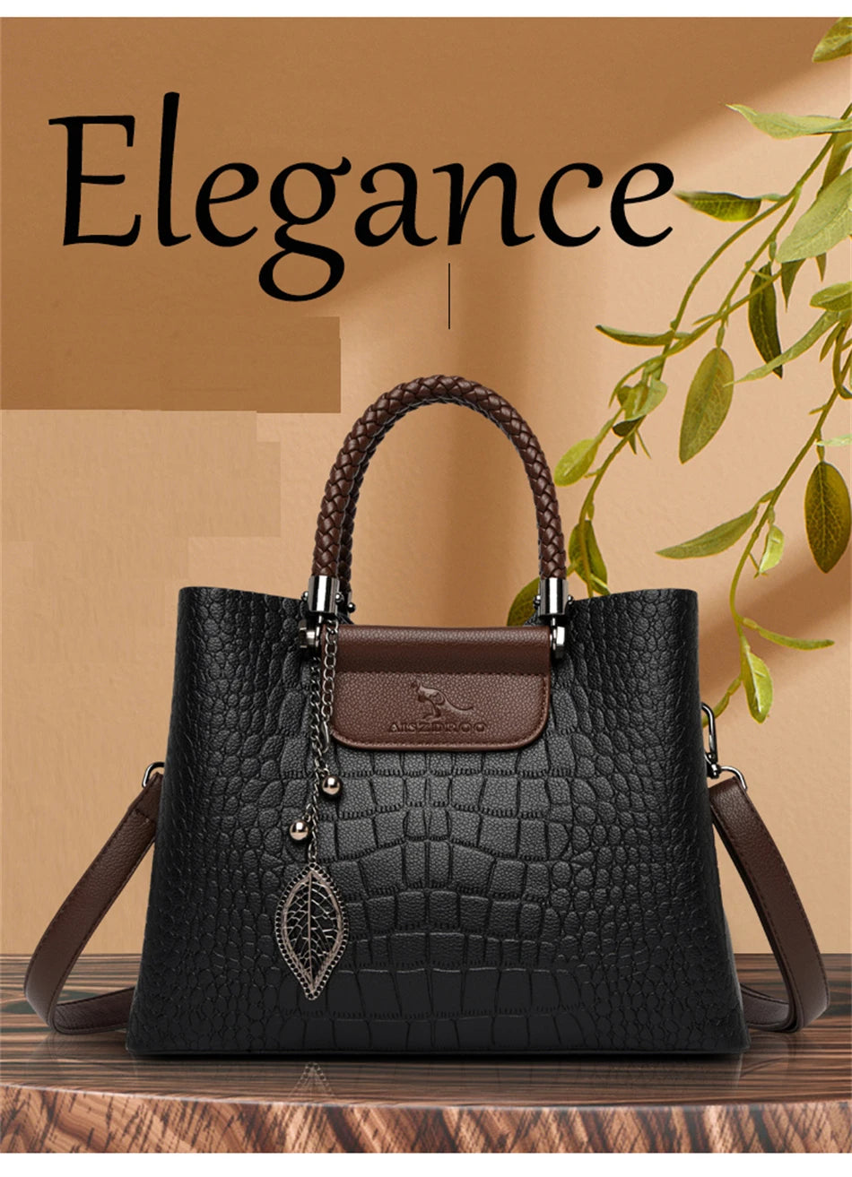 3-Layer Alligator Leather Crossbody Bag: Luxury Designer Handbag for Women