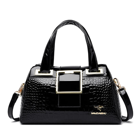 2-Layer Large Capacity Luxury Tote Bag: Designer Crocodile Pattern Handbag for Women