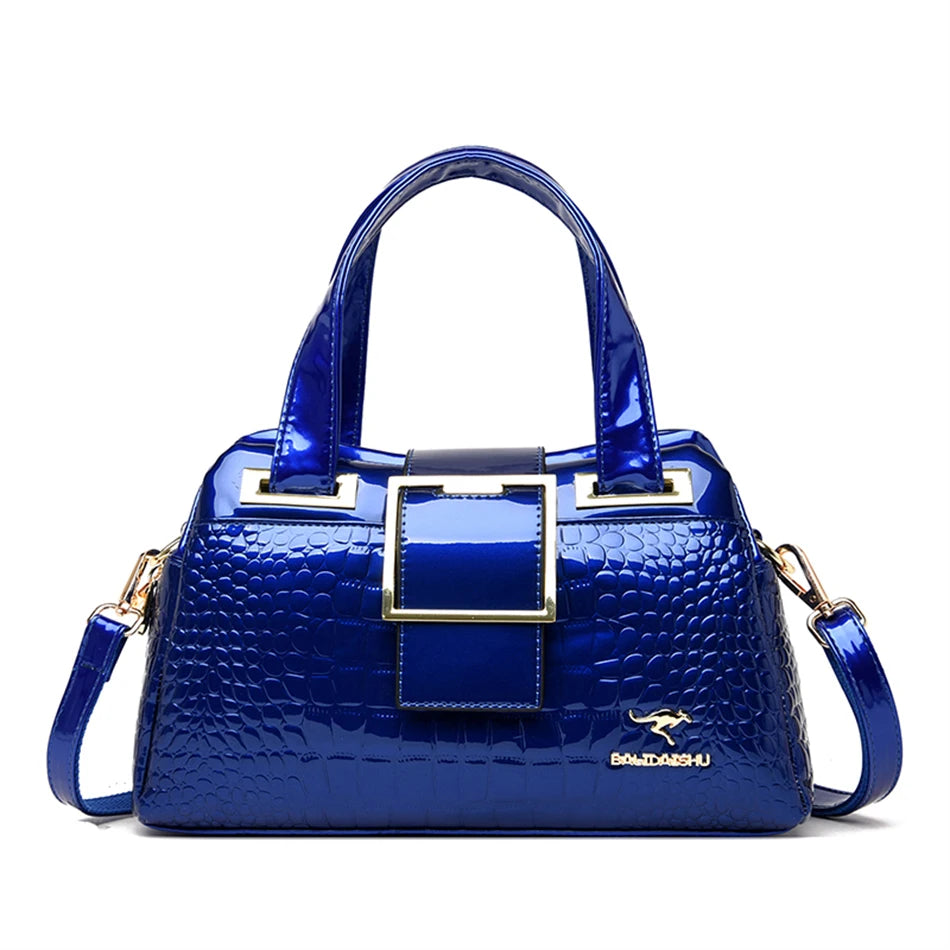 2-Layer Large Capacity Luxury Tote Bag: Designer Crocodile Pattern Handbag for Women