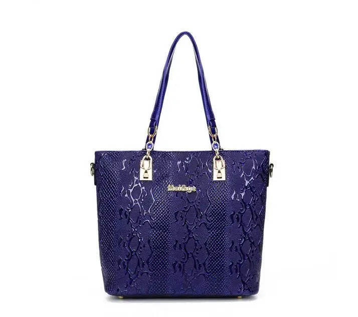 5-Piece Luxury Brands Women's Bag Set: Tote, Shoulder/Messenger, & Clutch in High-Quality Serpentine Design