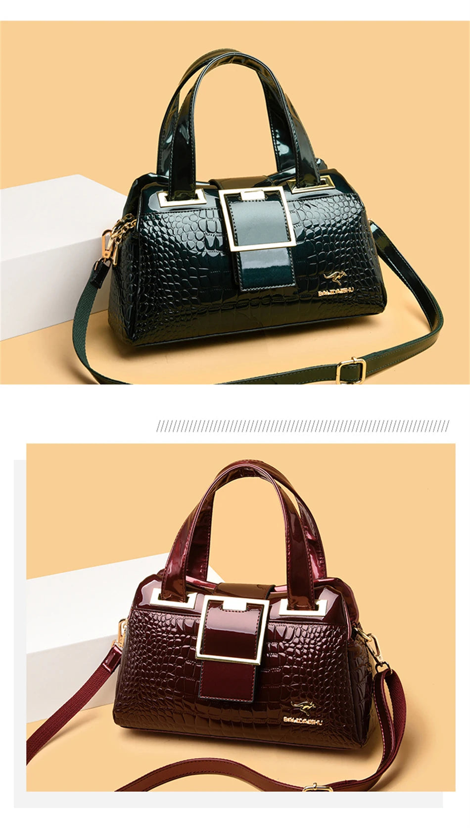 2-Layer Large Capacity Luxury Tote Bag: Designer Crocodile Pattern Handbag for Women