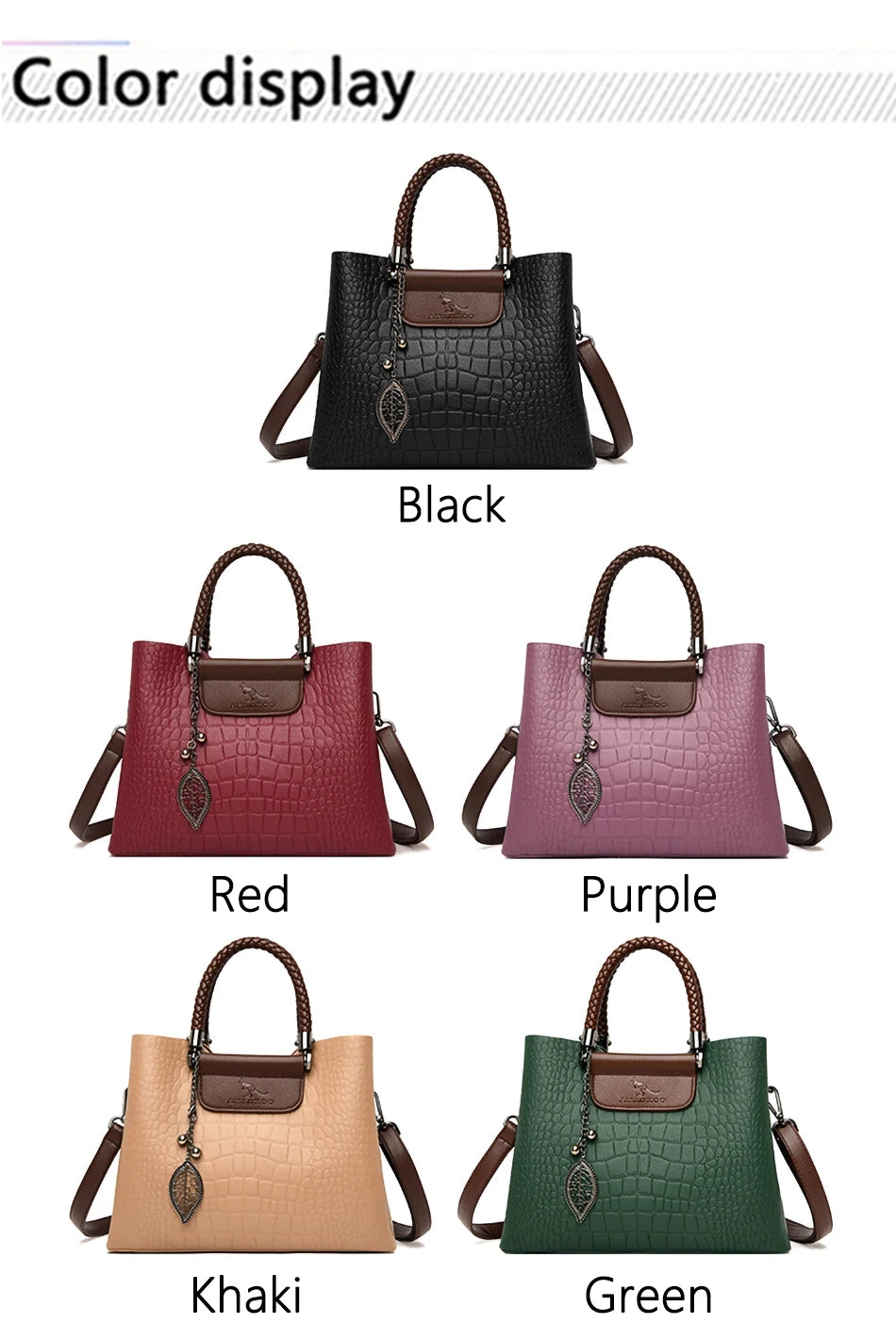 2025 Luxury 3-Layer Leather Handbag: High-Quality Women's Tote & Crossbody Bag