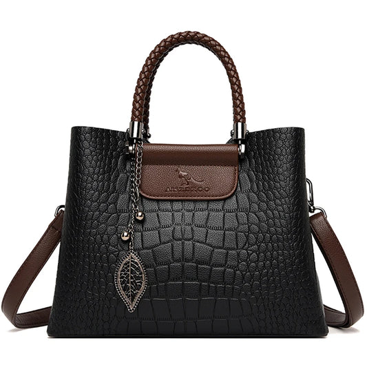 2025 Luxury 3-Layer Leather Handbag: High-Quality Women's Tote & Crossbody Bag