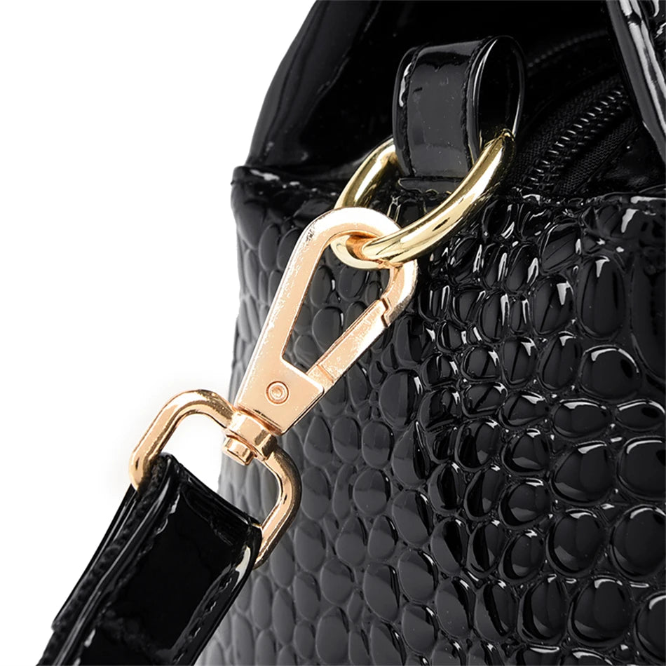 2-Layer Large Capacity Luxury Tote Bag: Designer Crocodile Pattern Handbag for Women