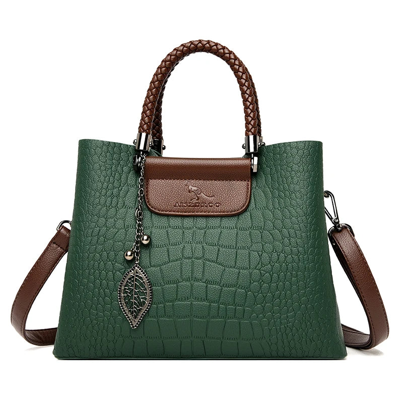 2025 Luxury 3-Layer Leather Handbag: High-Quality Women's Tote & Crossbody Bag