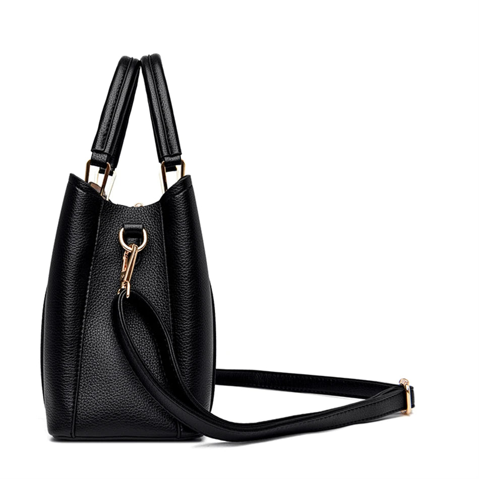 Soft Leather Luxury Handbags: Designer 3-Layer Shoulder & Crossbody Bag for Women