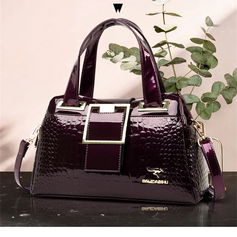 2-Layer Large Capacity Luxury Tote Bag: Designer Crocodile Pattern Handbag for Women