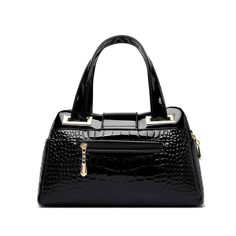 2-Layer Large Capacity Luxury Tote Bag: Designer Crocodile Pattern Handbag for Women