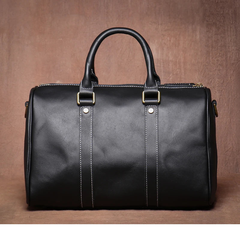 Men's Genuine Leather Handbag – Short Travel Bag & Women's Fitness Luxury Shoulder Messenger Luggage Bag