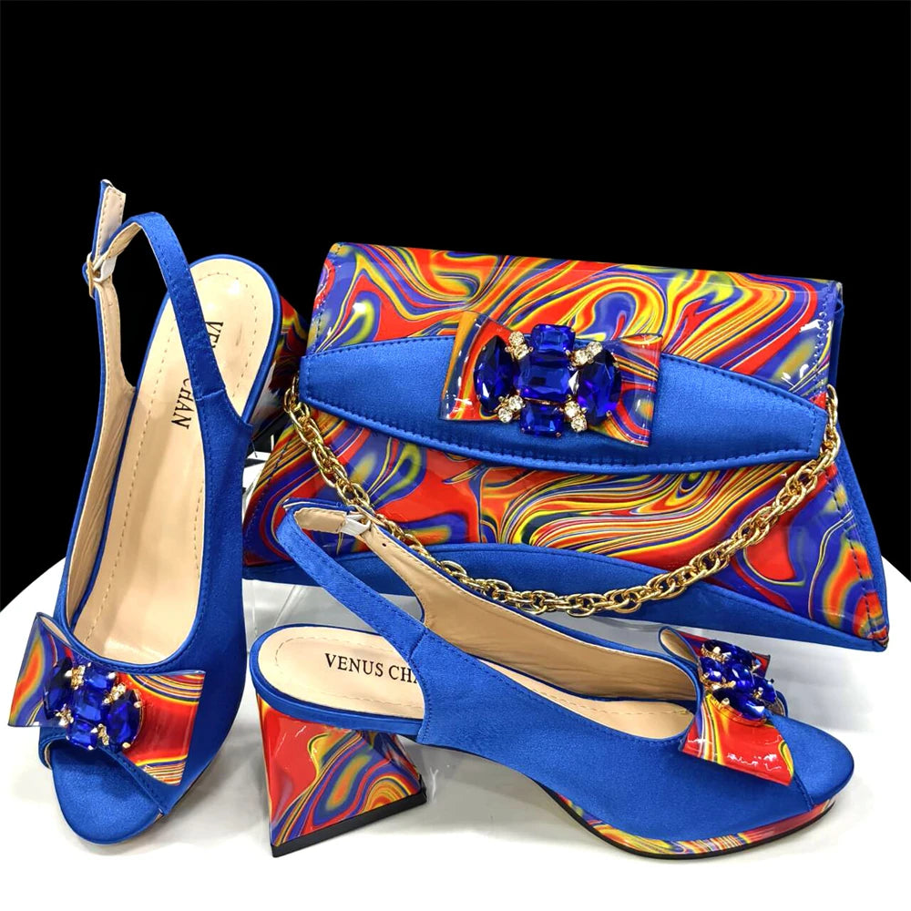 2025 New Item Italian Popular Style Shoes and Bag Set - Fashion Diamond Decorated Women's High Heels and Handbag