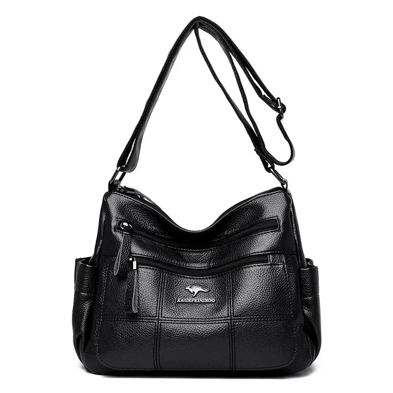 Soft Leather Luxury Handbags: Designer 3-Layer Shoulder & Crossbody Bag for Women