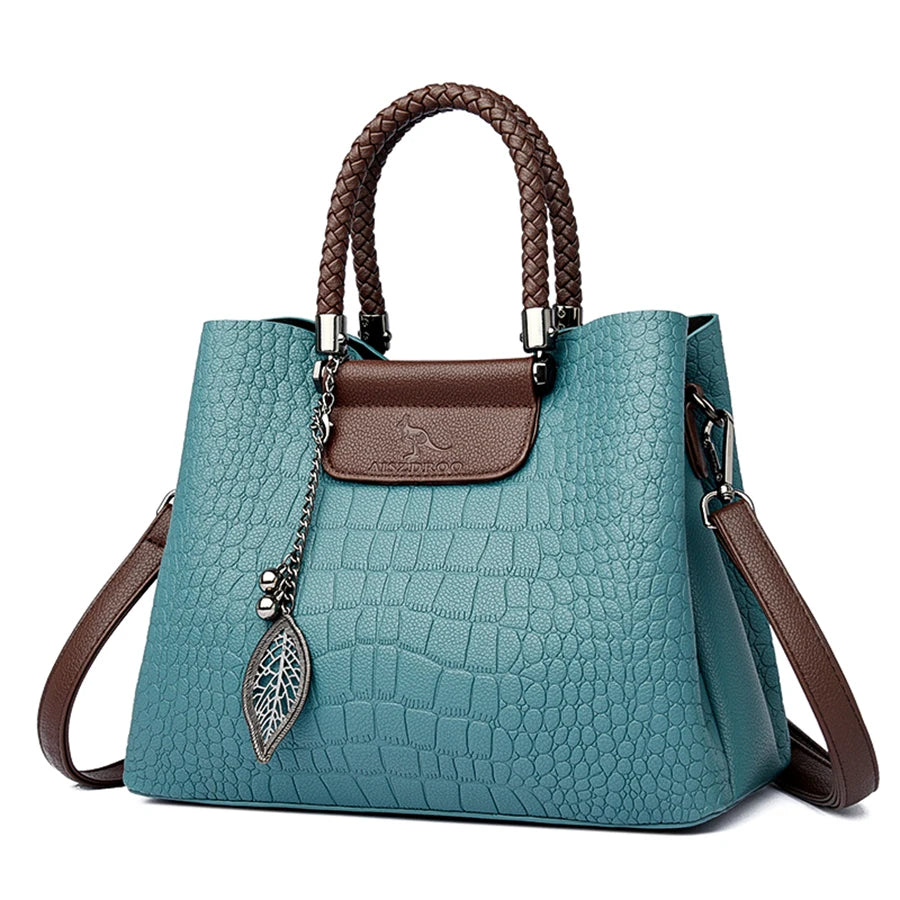 2025 Luxury 3-Layer Leather Handbag: High-Quality Women's Tote & Crossbody Bag