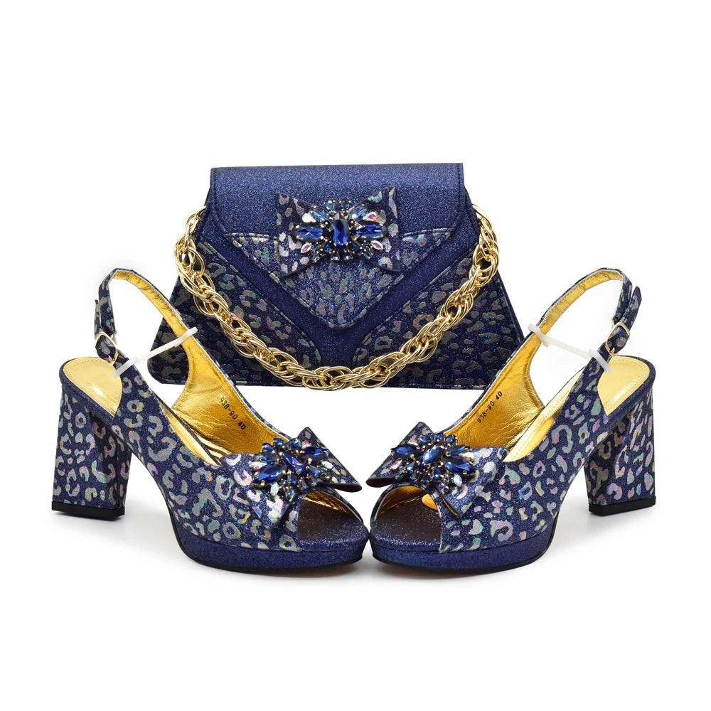 Latest Party Shoes and Bags Set – Fashionable and Elegant Peep Toe Shoes with Matching Handbag for Comfortable Ladies' Wear