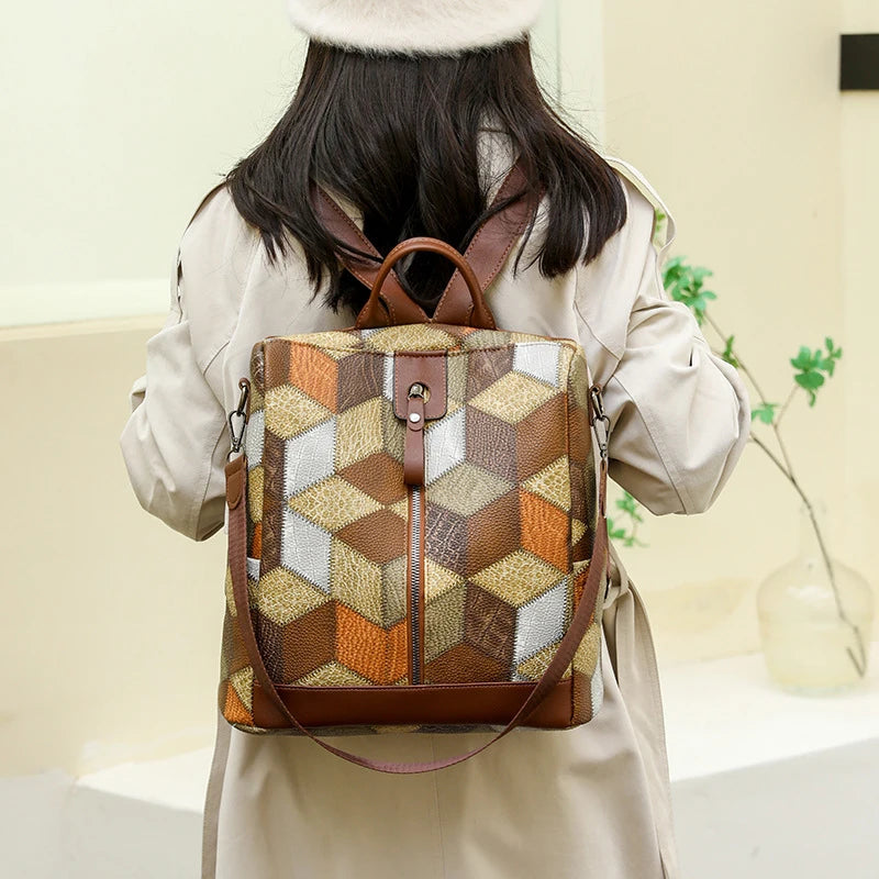 Anti-Theft Waterproof PU Leather Backpack: Stylish Travel & School Bag for Girls