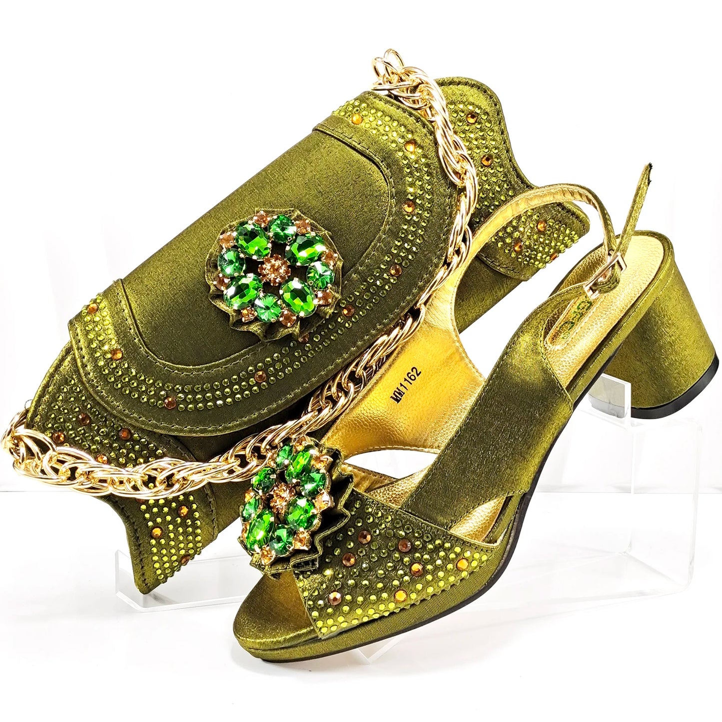 2025 Newest Style Gold Elegant Women's High Heels & Bag Set - Popular Designer Ladies' Footwear Ensemble