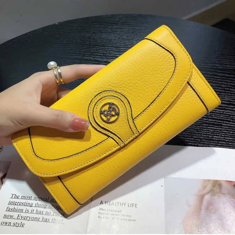 New Design Genuine Leather Women’s Wallets - Luxury Cowhide Long Wallet & Original Brand Envelope Clutch Bag with High Capacity for Phones