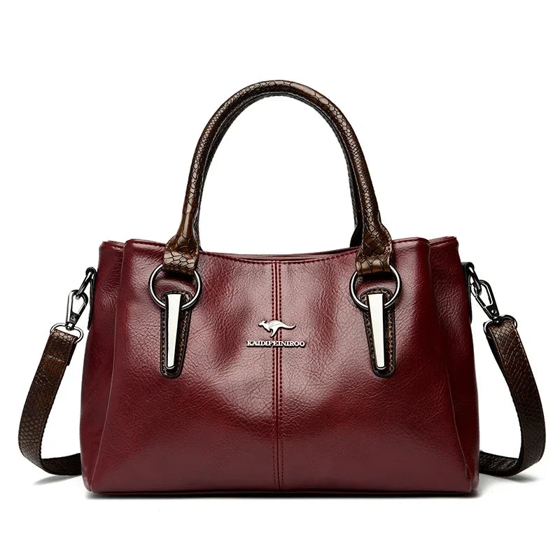 3-Layer Large Capacity Luxury Designer Handbag: High-Quality Soft Leather Crossbody Tote for Women