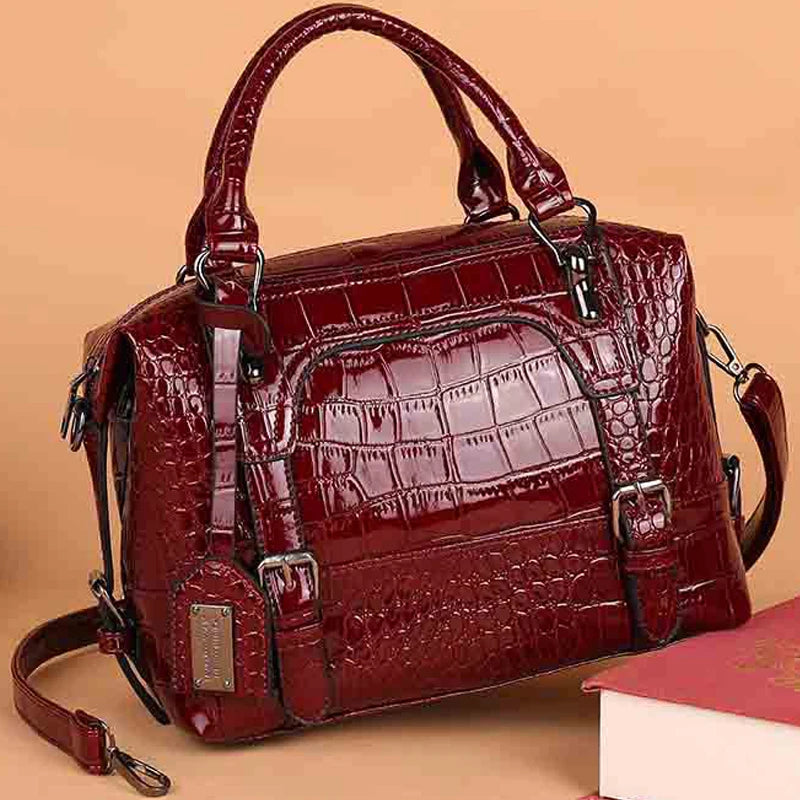 2025 New Mom Shoulder Designer Bag: Luxury Crocodile Pattern Retro Handbag