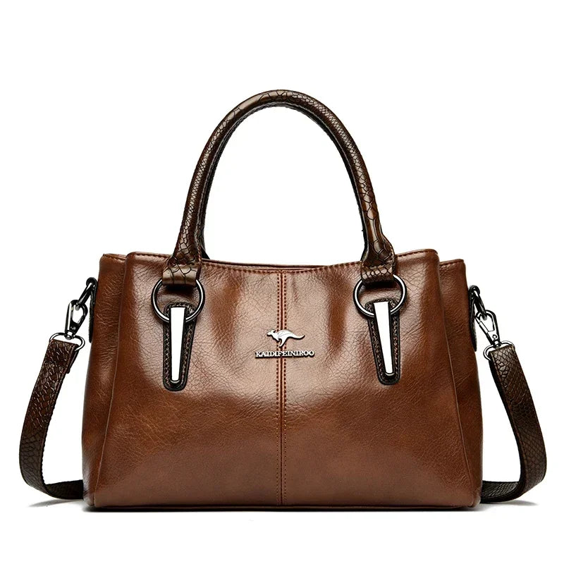 3-Layer Large Capacity Luxury Designer Handbag: High-Quality Soft Leather Crossbody Tote for Women