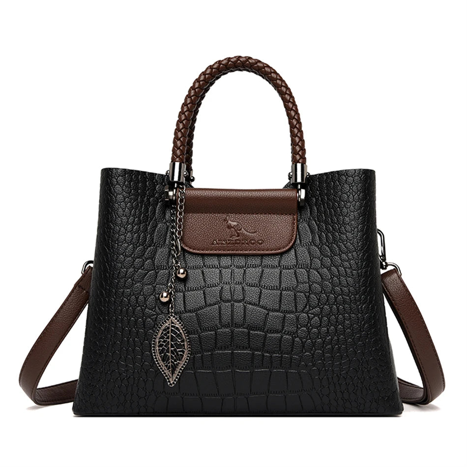 3-Layer Alligator Leather Crossbody Bag: Luxury Designer Handbag for Women