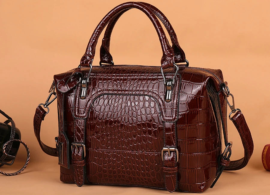 2025 New Mom Shoulder Designer Bag: Luxury Crocodile Pattern Retro Handbag