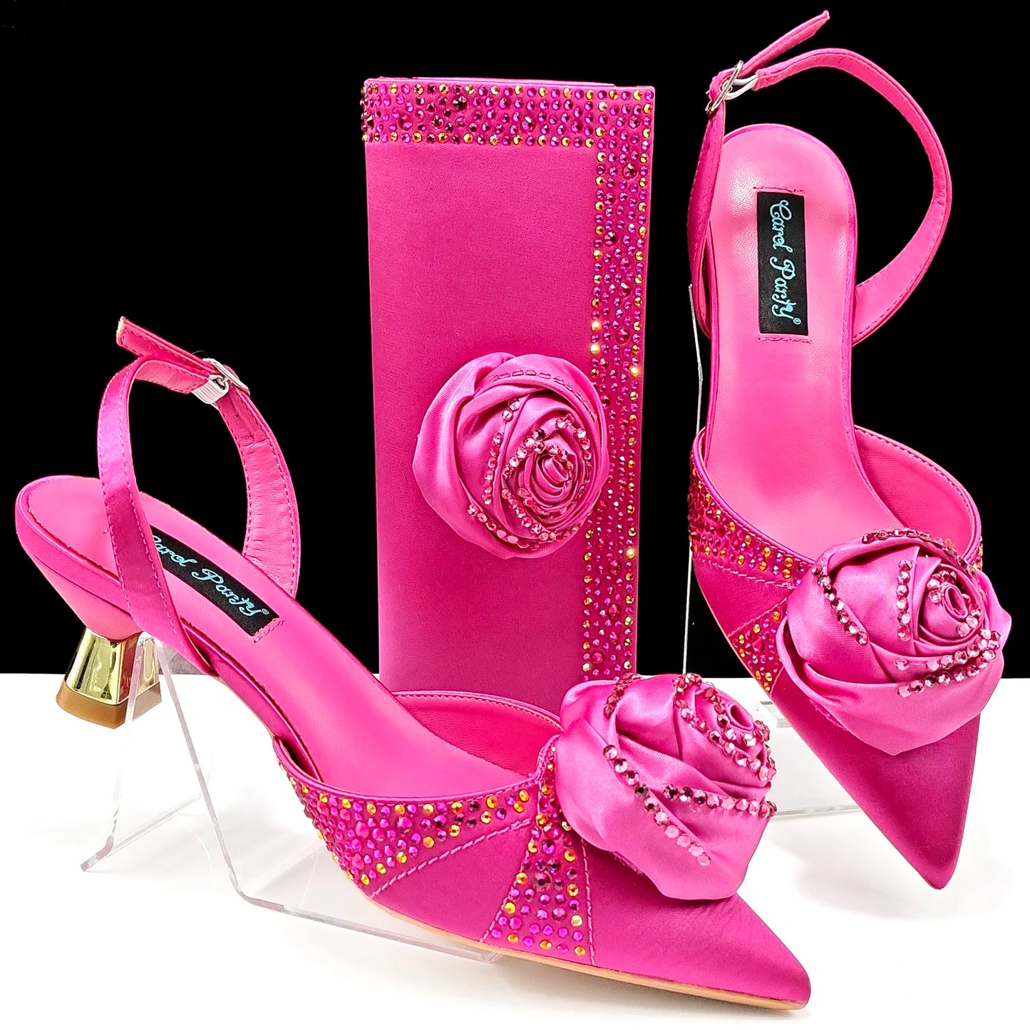 Beautiful High-Quality Ladies Shoes & Bags Set: Latest Gold Italian Design for Parties