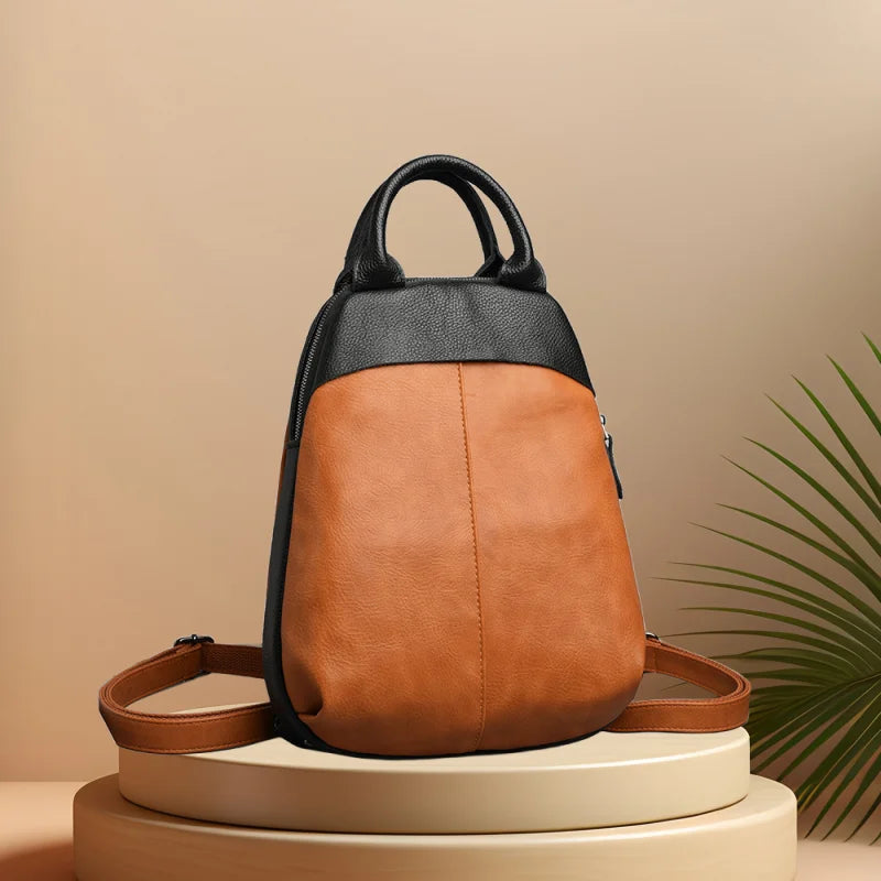 New Luxury Fashion Women's Backpack - Real Leather Small Anti-Theft Handbag | Casual Mummy Mochilas