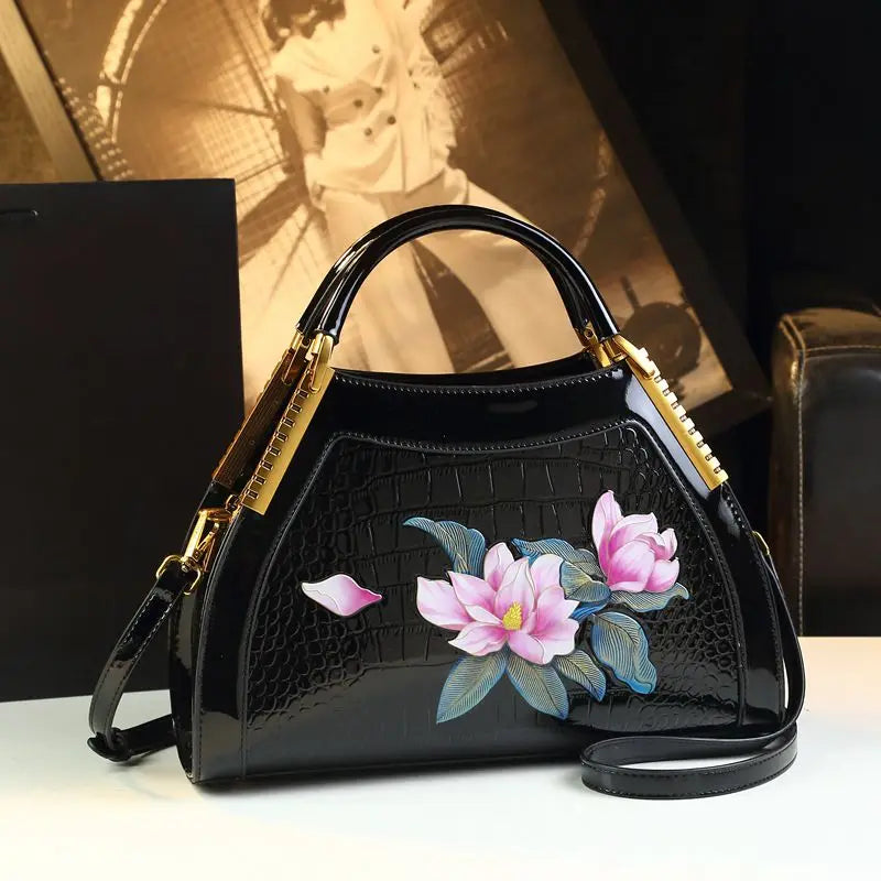 New Fashion Women's Leather Handbag: Crossbody & Shoulder Bag with Hand Embroidery