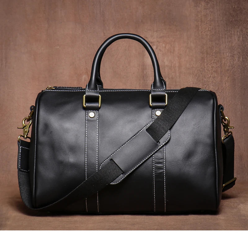 Men's Genuine Leather Handbag – Short Travel Bag & Women's Fitness Luxury Shoulder Messenger Luggage Bag