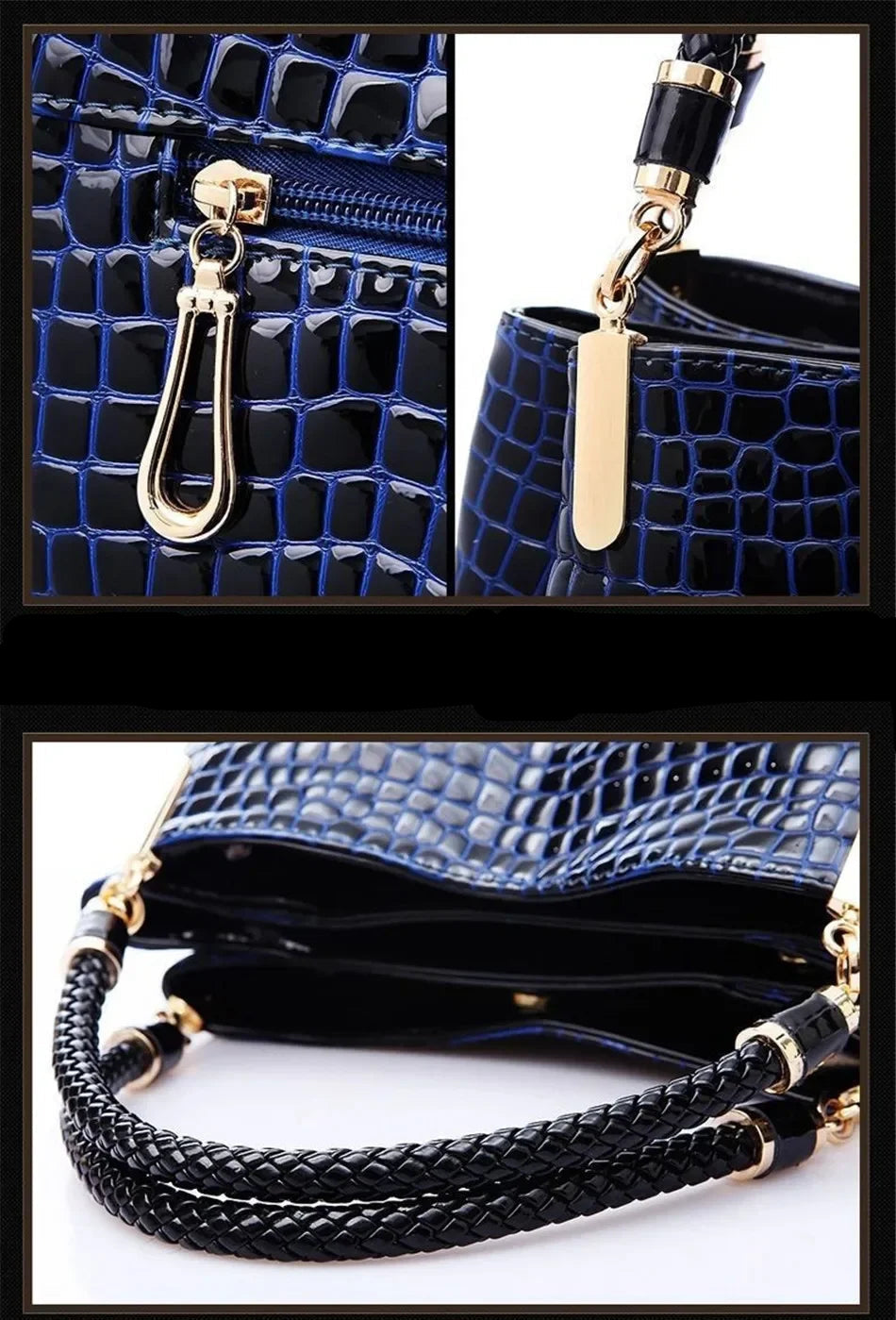 3-Layer Alligator Leather Crossbody Bag: Luxury Designer Handbag for Women