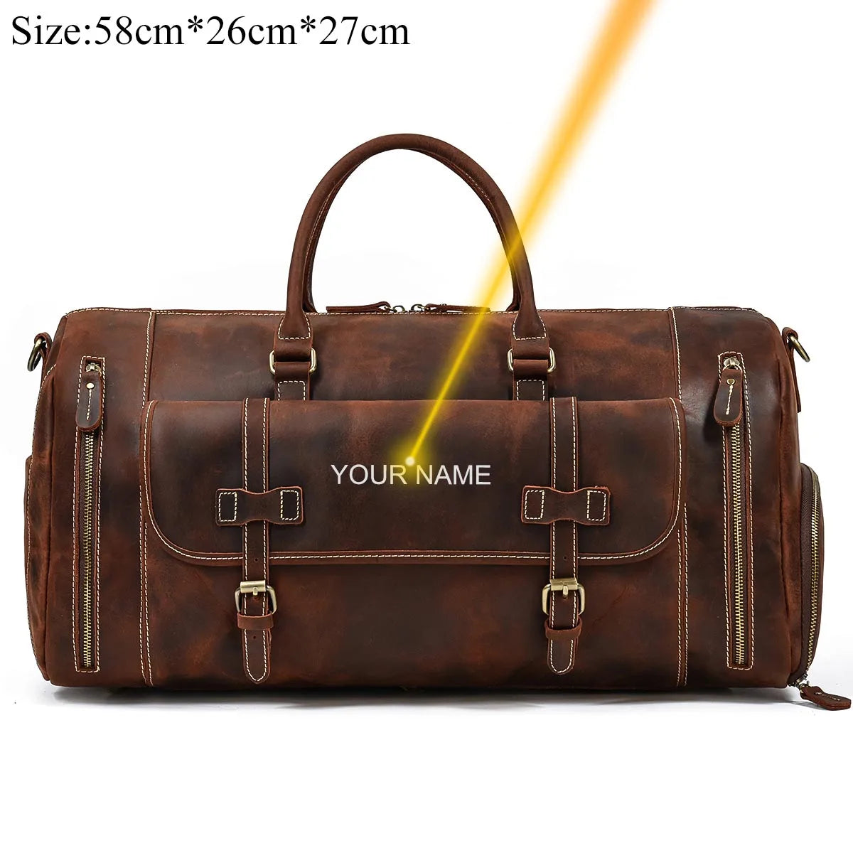 Genuine Leather Men's Travel Bag with Shoe Pocket – Retro Crazy Horse Leather Large Capacity Luggage Bag for Business Trips