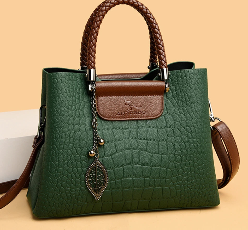 3-Layer Alligator Leather Crossbody Bag: Luxury Designer Handbag for Women