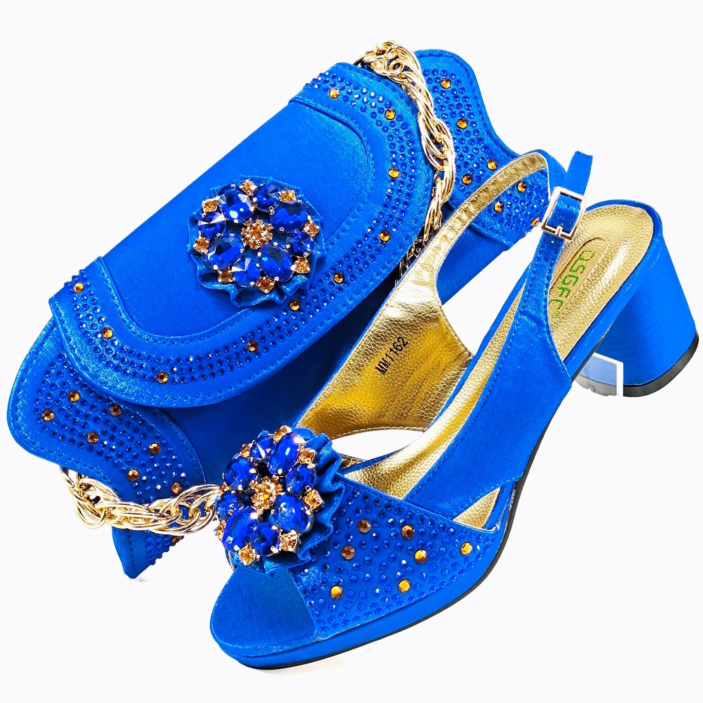 2025 Newest Style Gold Elegant Women's High Heels & Bag Set - Popular Designer Ladies' Footwear Ensemble