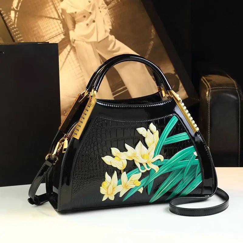 New Fashion Women's Leather Handbag: Crossbody & Shoulder Bag with Hand Embroidery