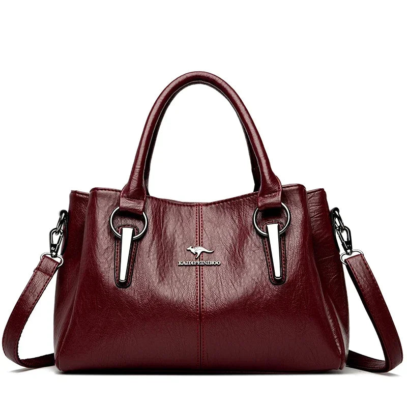 3-Layer Large Capacity Luxury Designer Handbag: High-Quality Soft Leather Crossbody Tote for Women