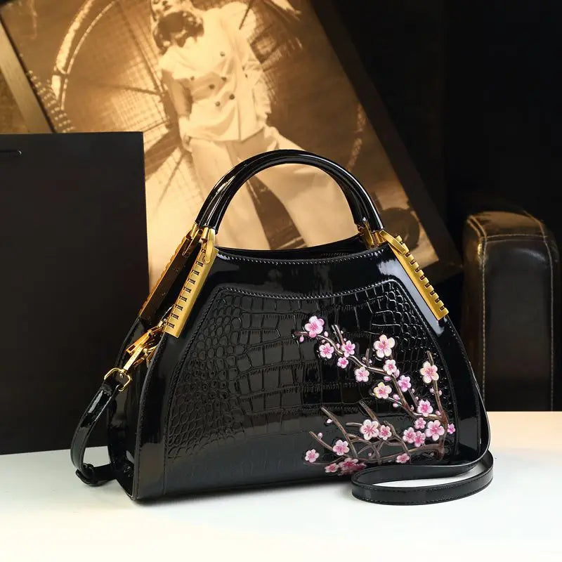 New Fashion Women's Leather Handbag: Crossbody & Shoulder Bag with Hand Embroidery