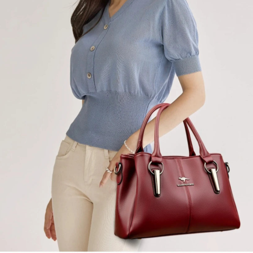 3-Layer Large Capacity Luxury Designer Handbag: High-Quality Soft Leather Crossbody Tote for Women