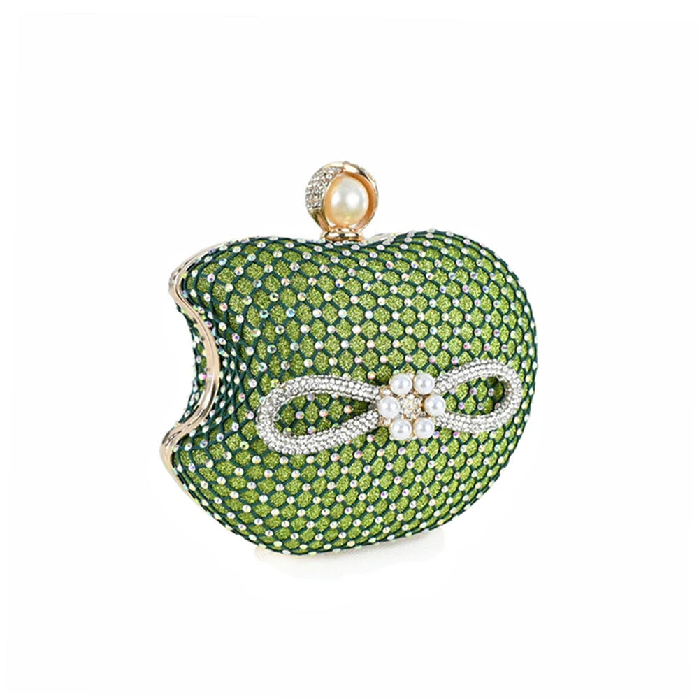 Apple-Shaped Green Designer Shoulder Bag & Matching Shoes - Italian Shoes and Bag Set for Wedding Parties