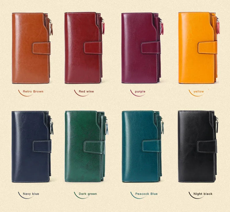 2025 New RFID Long Women's Wallet: Genuine Leather Clutch with Zipper Coin Pocket