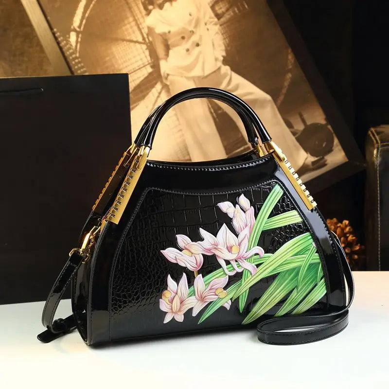 New Fashion Women's Leather Handbag: Crossbody & Shoulder Bag with Hand Embroidery